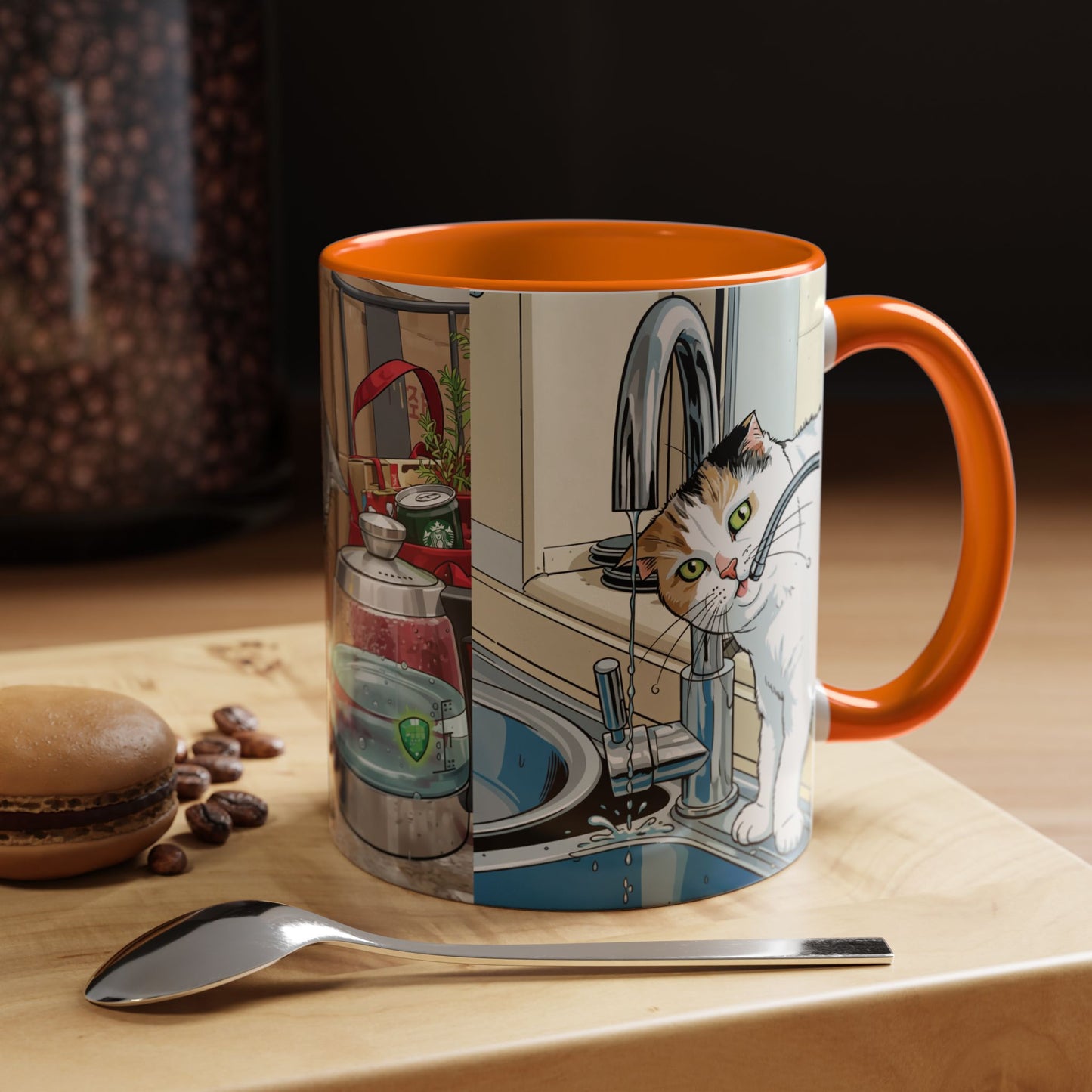 Cat Kitchen Coffee Mug — Whimsical Cats at the Sink Accent Mug (11oz)