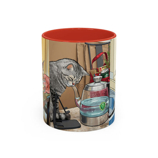 Cat Kitchen Coffee Mug — Whimsical Cats at the Sink Accent Mug (11oz)