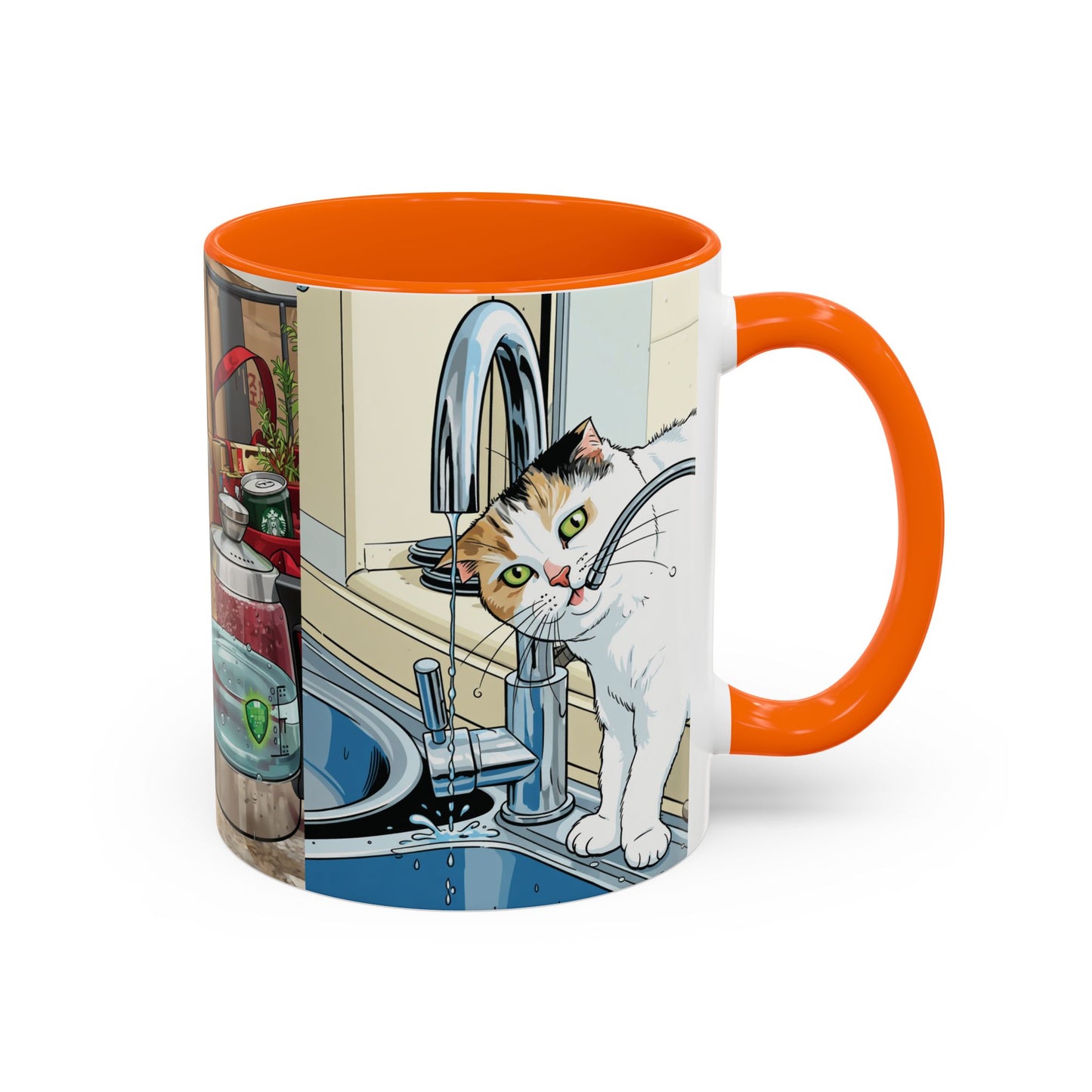 Cat Kitchen Coffee Mug — Whimsical Cats at the Sink Accent Mug (11oz)