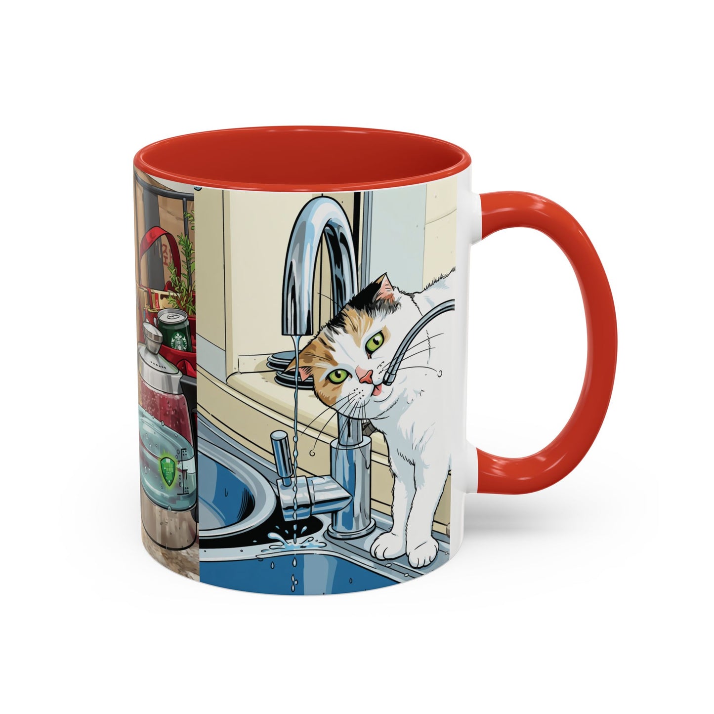 Cat Kitchen Coffee Mug — Whimsical Cats at the Sink Accent Mug (11oz)