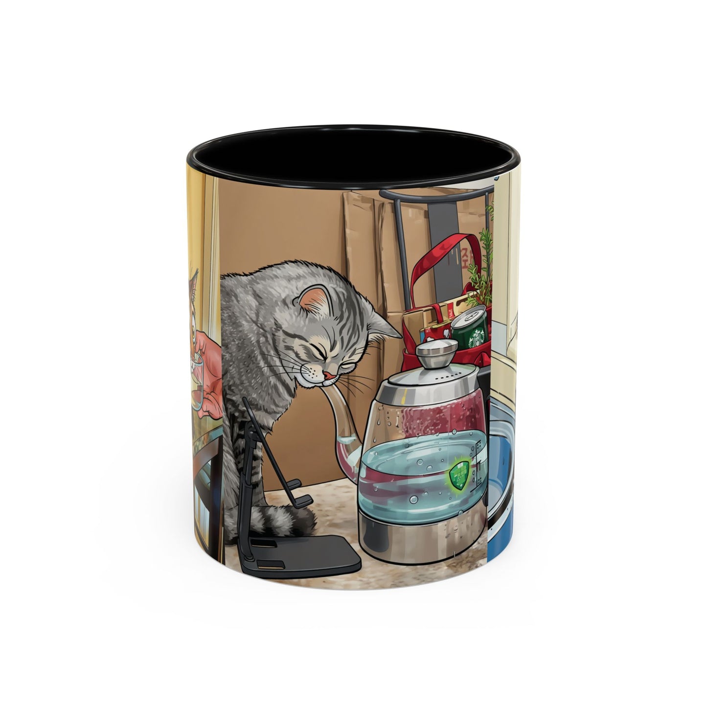 Cat Kitchen Coffee Mug — Whimsical Cats at the Sink Accent Mug (11oz)