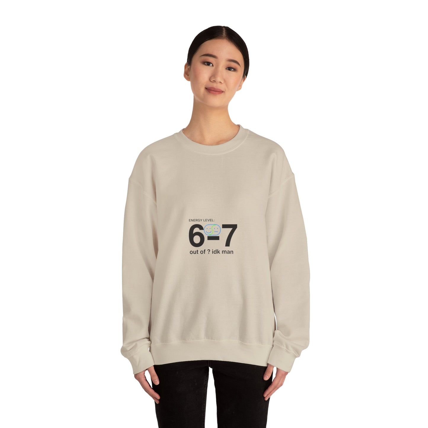 67 Numeric Meme Crewneck Sweatshirt | absurdist humor, TikTok meme