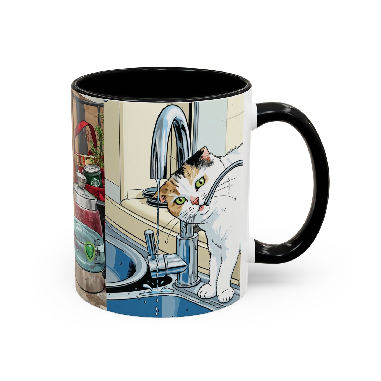 Cat Kitchen Coffee Mug — Whimsical Cats at the Sink Accent Mug (11oz)