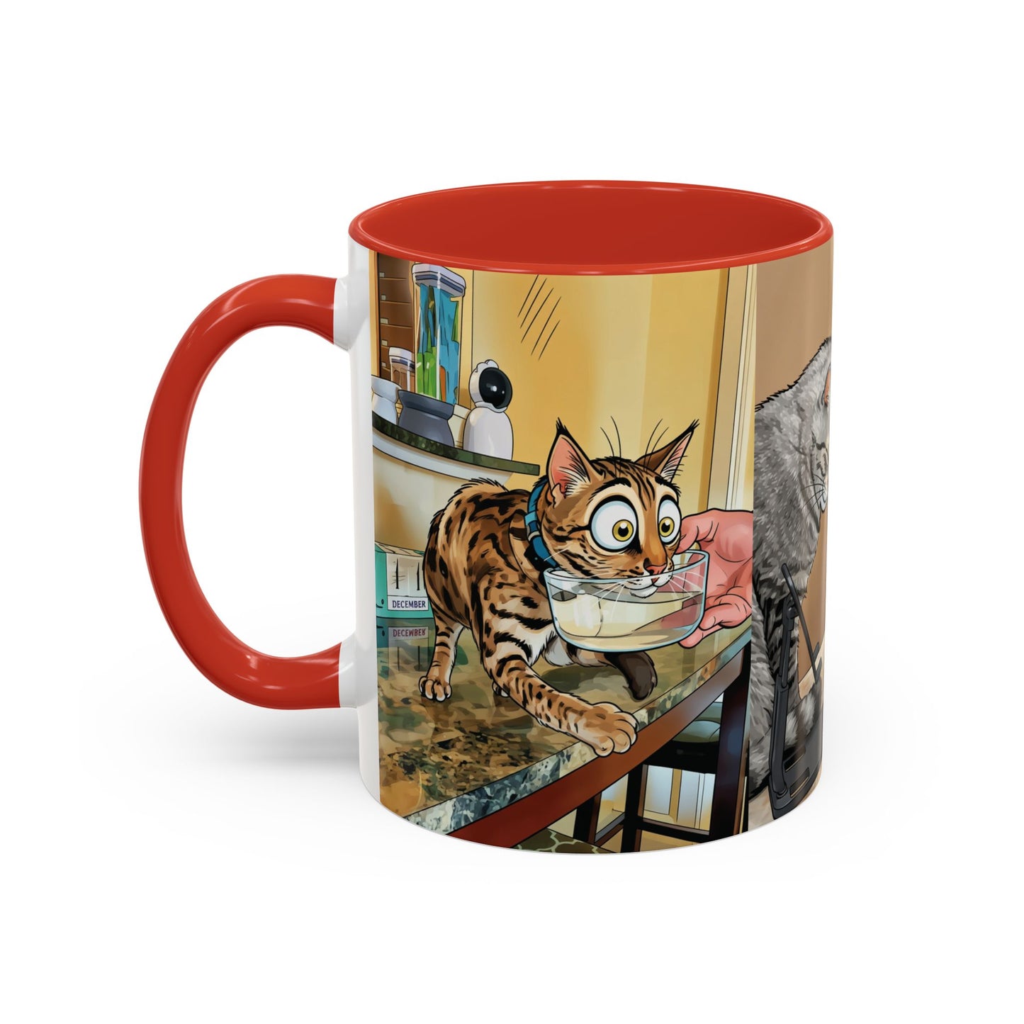 Cat Kitchen Coffee Mug — Whimsical Cats at the Sink Accent Mug (11oz)